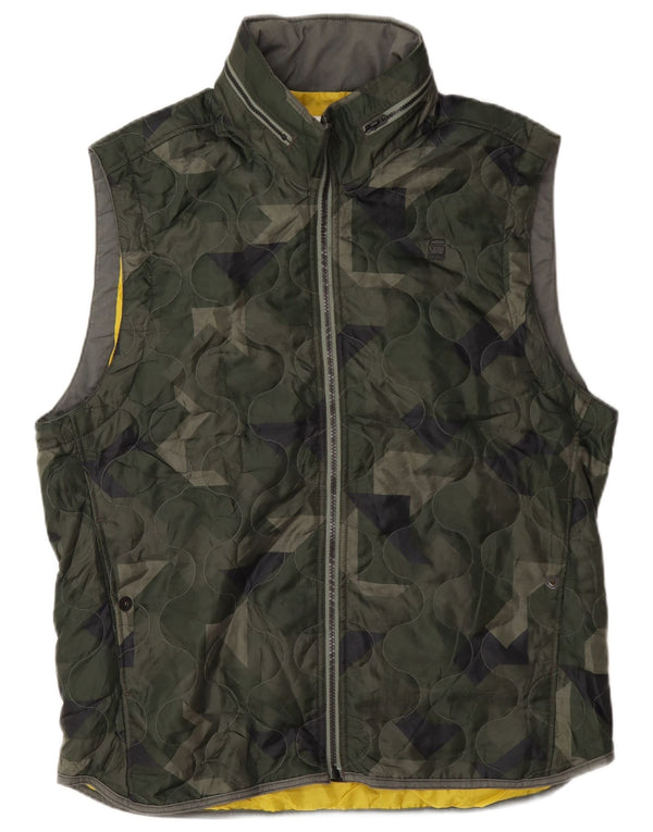 Chaleco acolchado con capucha para hombre G-Star UK 44 2XL Poliéster de camuflaje verde