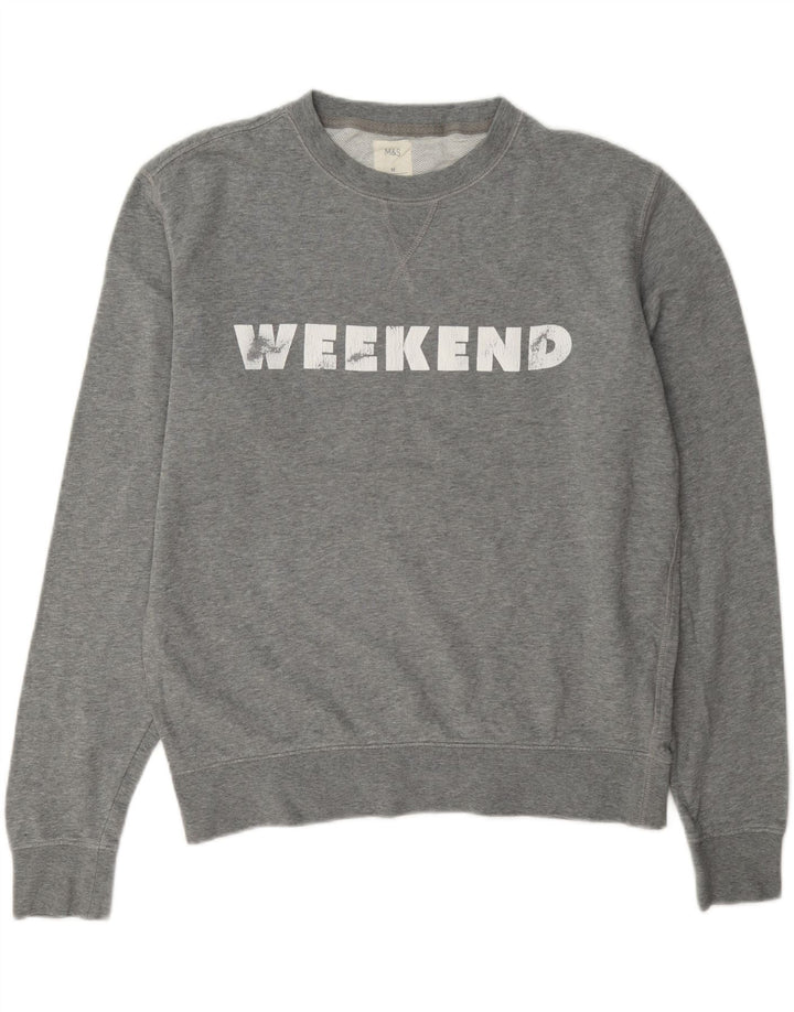 Marks & Spencer Sudadera con gráfico de fin de semana para mujer, talla 44, color gris medio