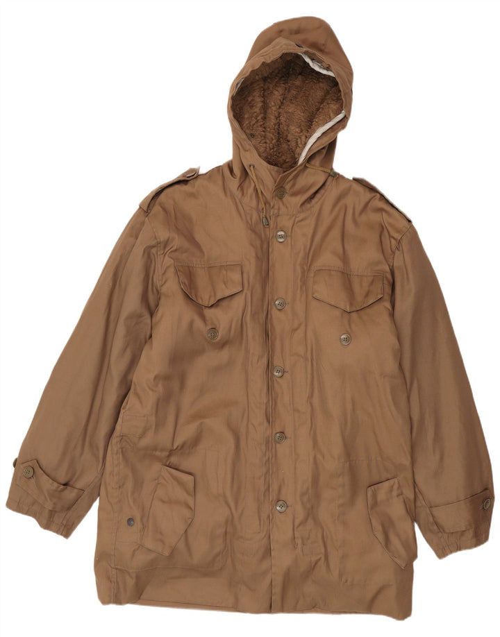 Country Chaqueta Parka Sherpa con Capucha para Hombre UK 38 Poliéster Beige Medio