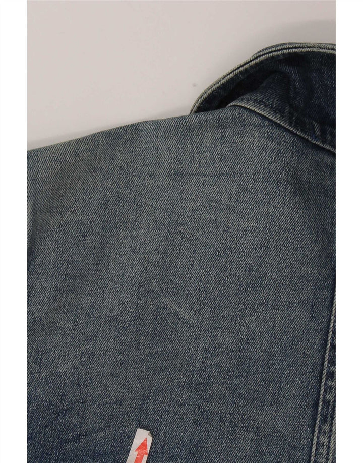 Vintage mujer crop denim chaqueta IT 40 pequeño algodón azul