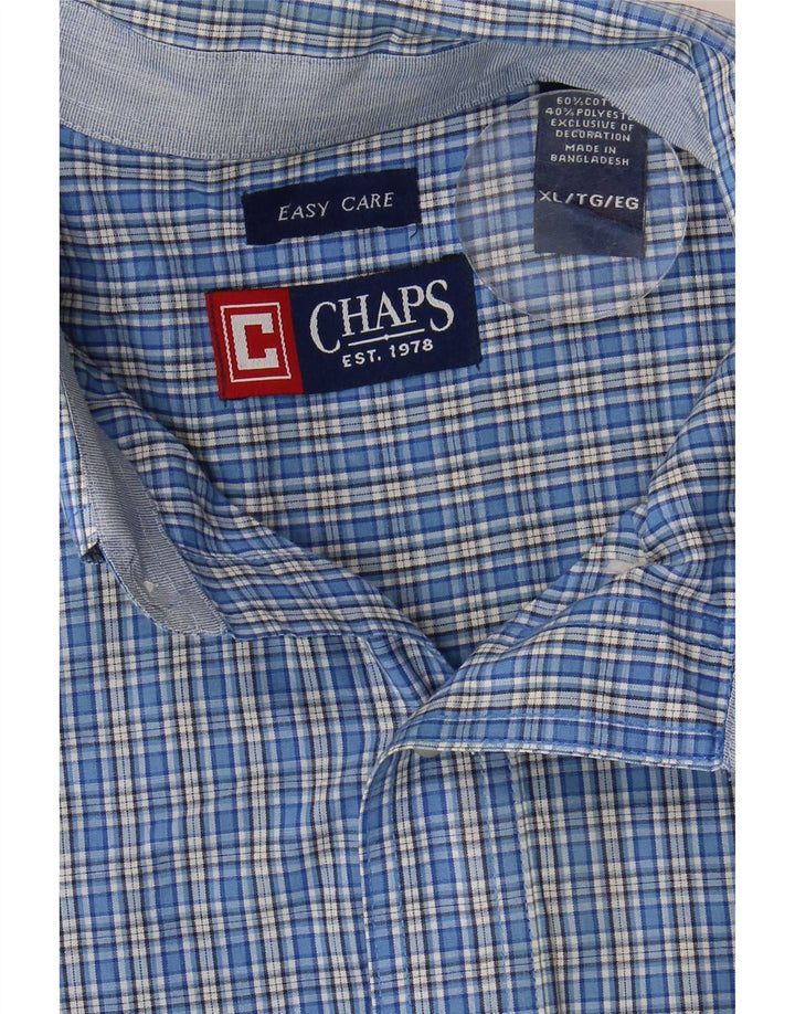 Chaps Camisa Manga Corta Hombre XL Algodón A Cuadros Azul
