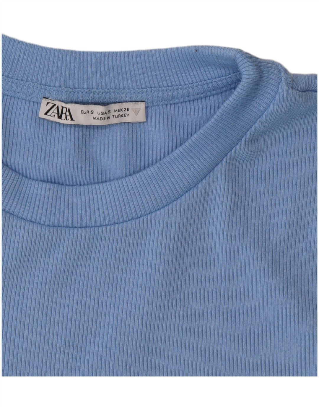 Zara Mujer Crop Camiseta Top UK 10 Small Azul