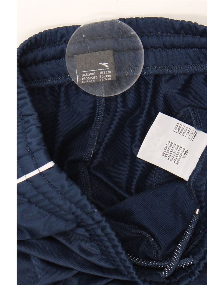 DIADORA Boys Tracksuit Trousers 13-14 Years Navy Blue Polyester Vintage Diadora and Second-Hand Diadora from Messina Hembry 