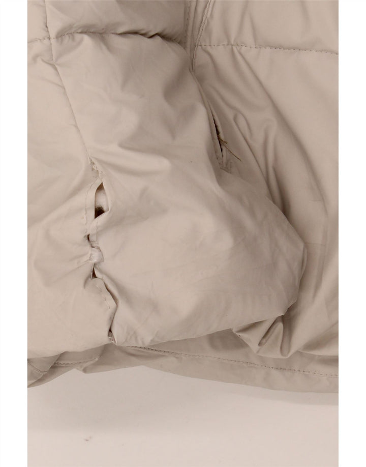 Zara Mujer Chaqueta Acolchada Con Capucha UK 46 Grande Poliéster Blanco