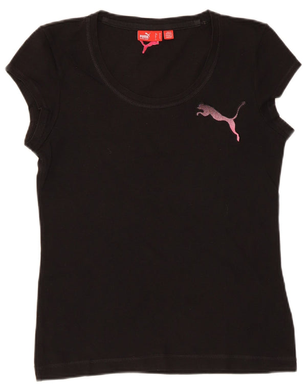 Puma Camiseta de manga corta para mujer con gráfico regular, talla 6, XS, color negro