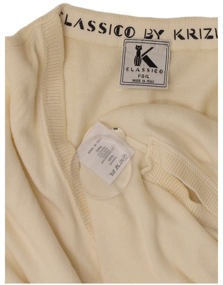 Krizia Suéter tipo cárdigan extragrande para mujer UK 18 XL Algodón blanco roto