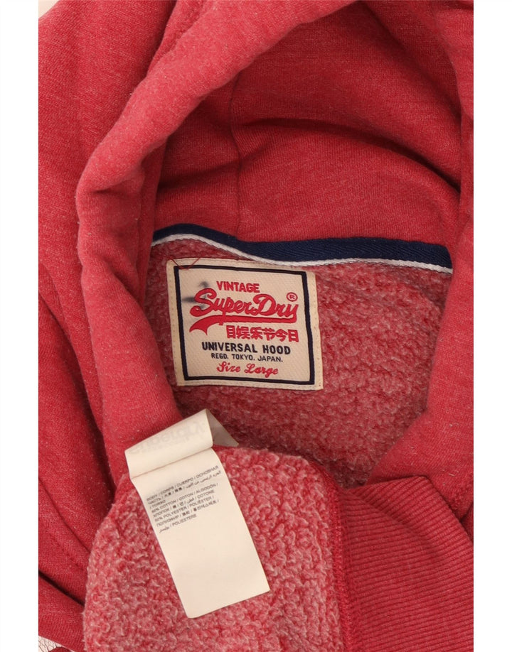 SUPERDRY Jersey con capucha gráfica para mujer UK 46 Large Red Cotton