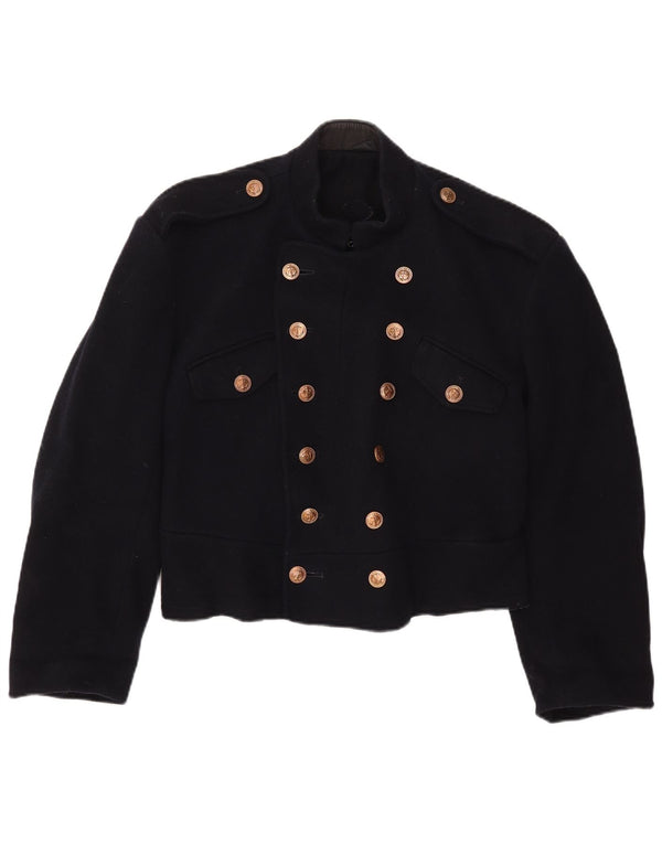 Vintage mujer militar Bolero chaqueta Reino Unido 12 azul marino medio