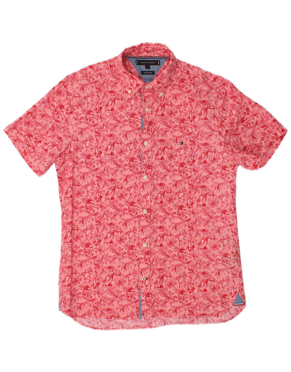 Camisa Tommy Hilfiger de manga corta para hombre de algodón floral rosa pequeño