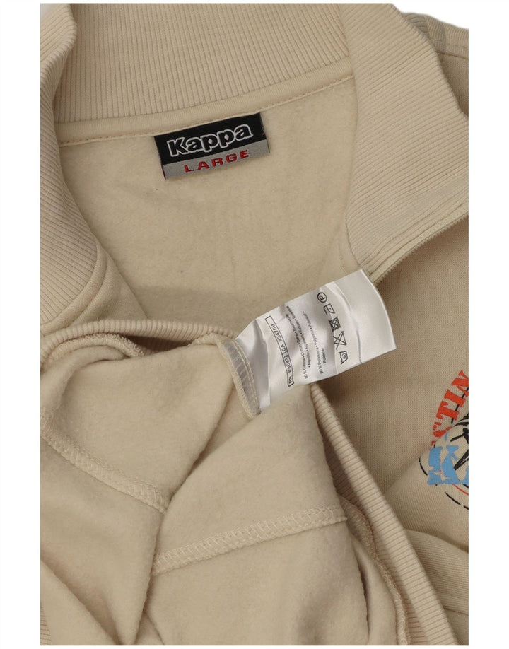 Kappa Mens Graphic Chándal Top Chaqueta Grande De Algodón Blanco Roto