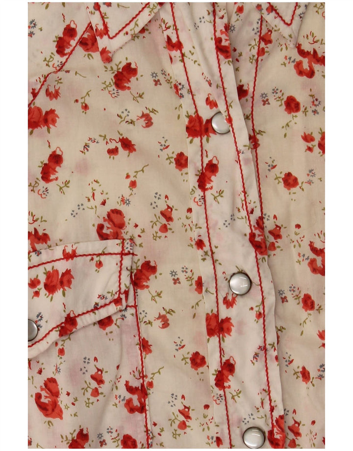 Marlboro Classics Blusa camisera de ajuste regular para mujer UK 44 Mediana Blanco Floral