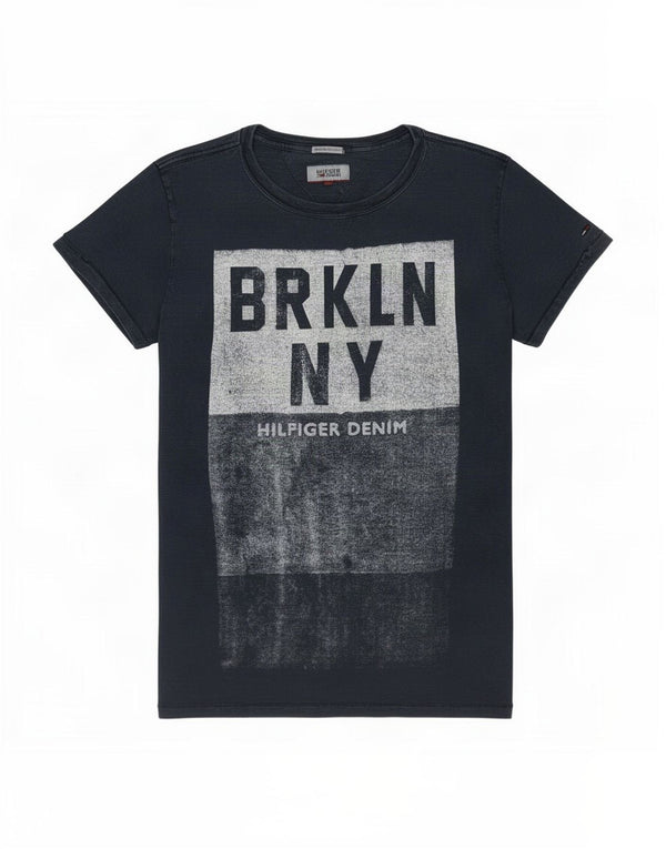 Tommy Hilfiger Camiseta con gráfico Brooklyn para hombre Top Algodón azul marino mediano