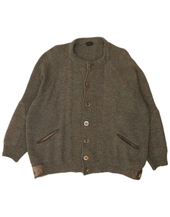 Vintage Mens Cardigan Suéter 2XL Caqui