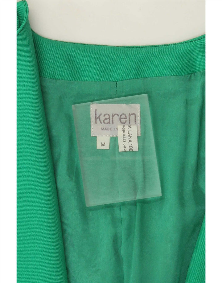 Vintage mujer 3/4 manga Blazer chaqueta Reino Unido 14 lana verde medio