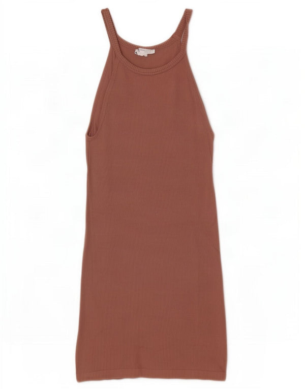 Zara Vestido Camiseta Sin Mangas Mujer UK 42 Marrón Medio