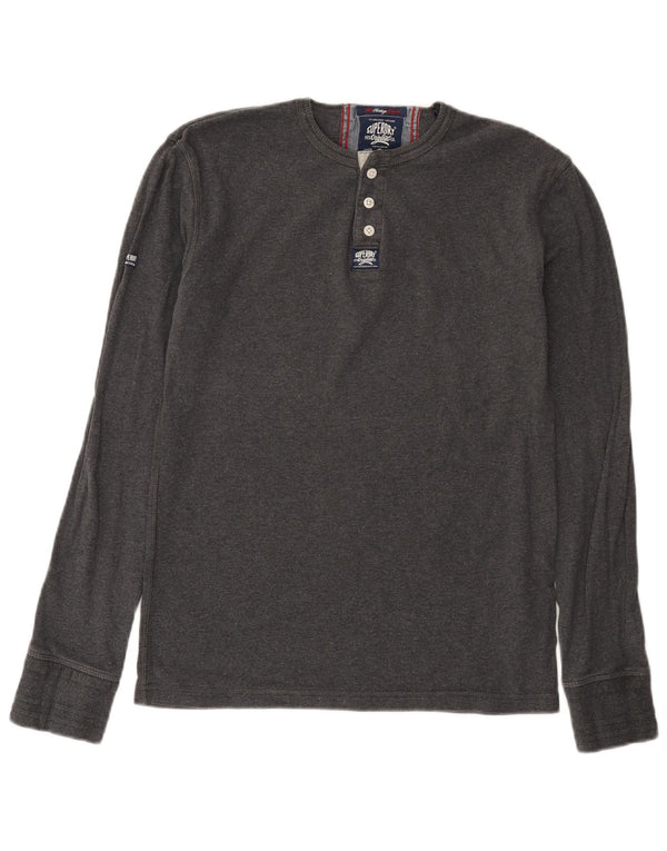 Superdry Hombre Heritage Top Manga Larga De Algodón Gris Medio