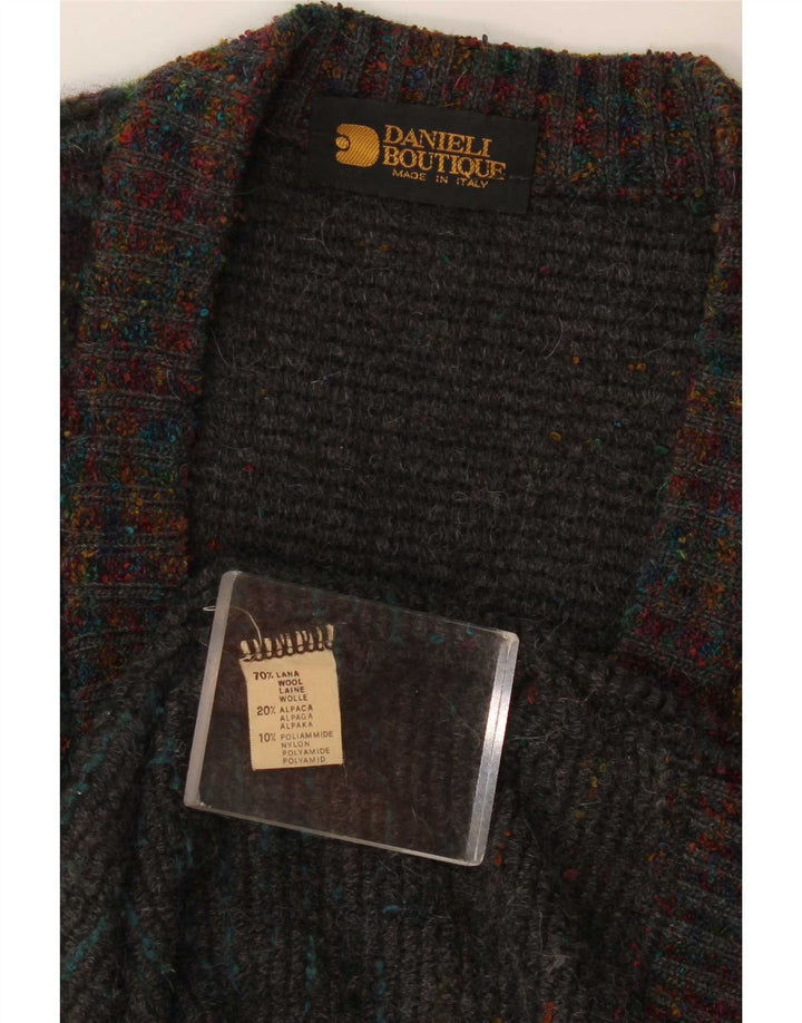 Vintage hombres Cardigan suéter grande multicolor geométrico