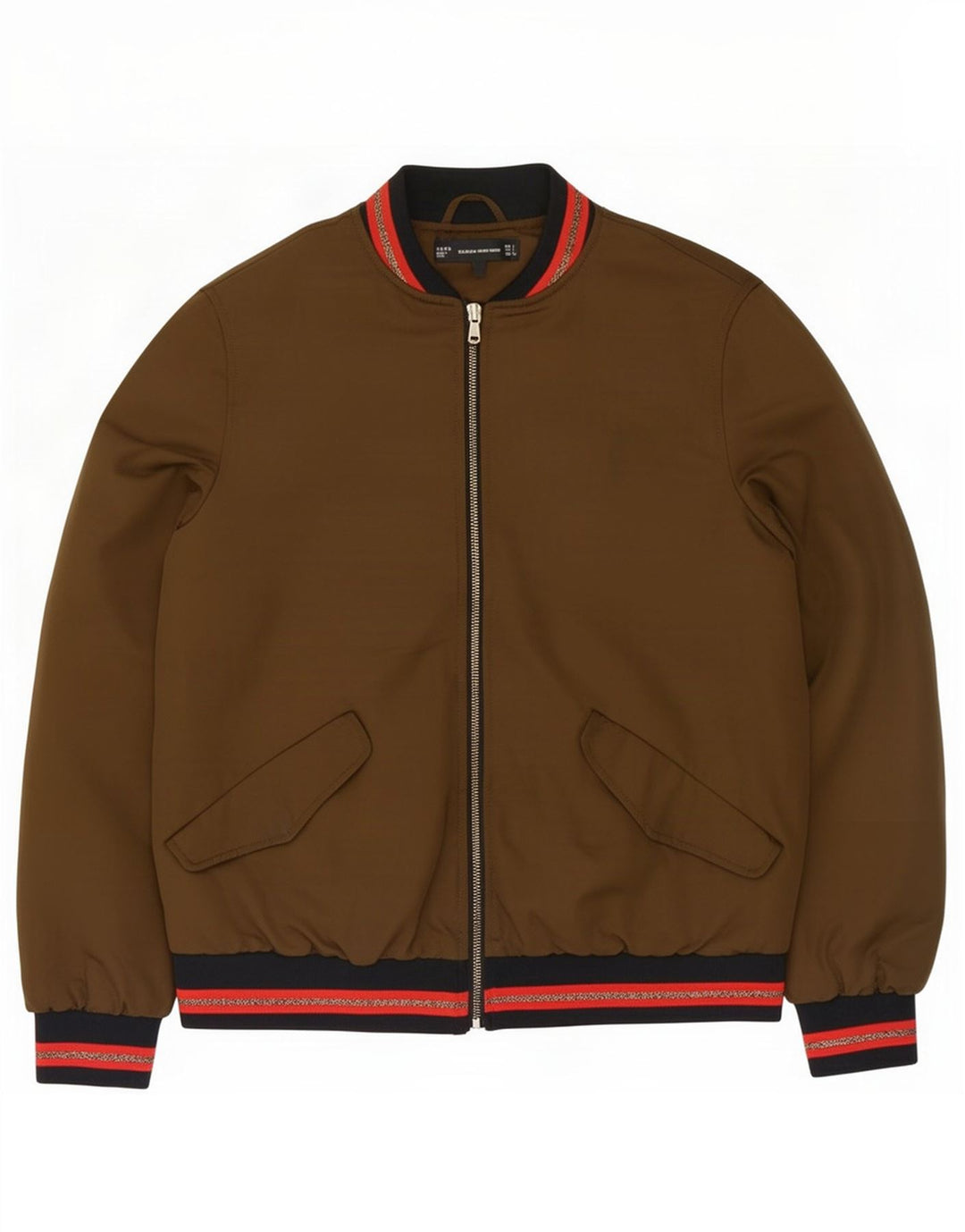 Zara Mujer Chaqueta Bomber UK 40 Grande Caqui Poliéster