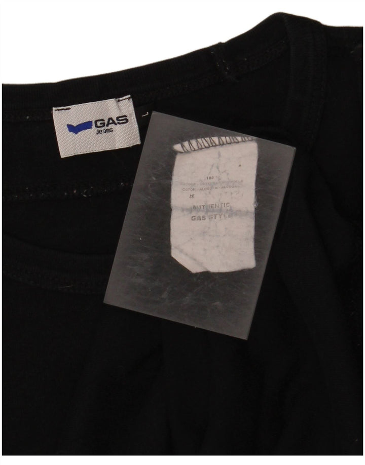 GAS Hombre Top Manga Larga Grande Algodón Negro