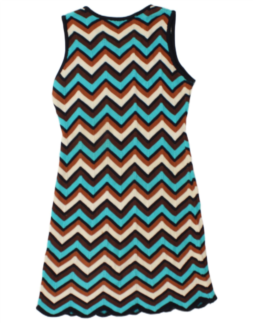 Vintage mujer punto jumper vestido Reino Unido 12 Chevron multicolor medio