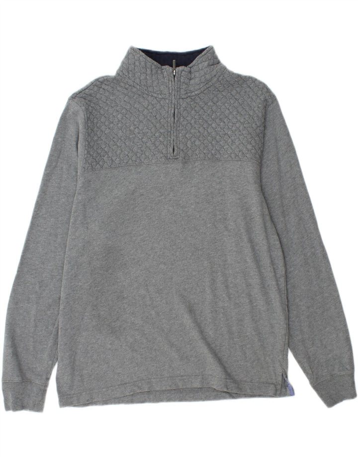 Brooks Brothers Top con cuello y cremallera para hombre, manga larga, algodón gris grande