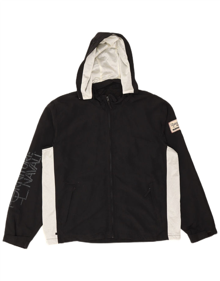 MURPHY & NYE Chaqueta impermeable con capucha y gráfico para hombre UK 36 Small Black Colourblock