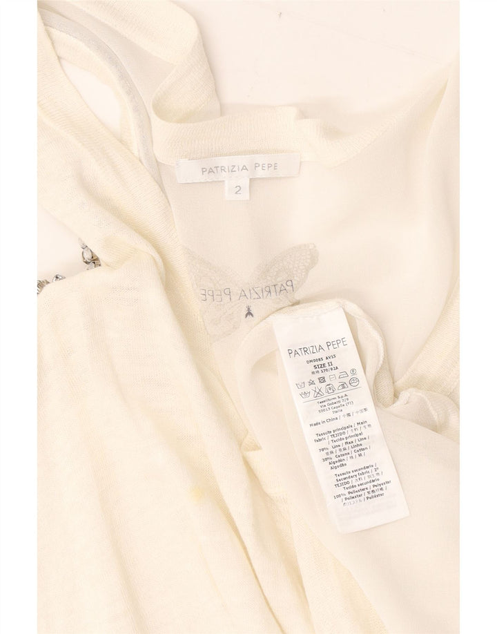 Patrizia Pepe Top extragrande con hombros descubiertos para mujer US 2 XS White Flax