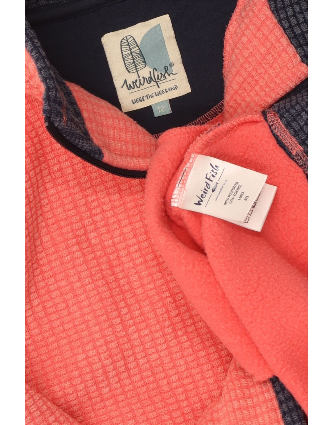 WEIRD FISH Jersey de Forro Polar con Cuello con Cremallera de Gran tamaño para Mujer UK 10 Small Naranja