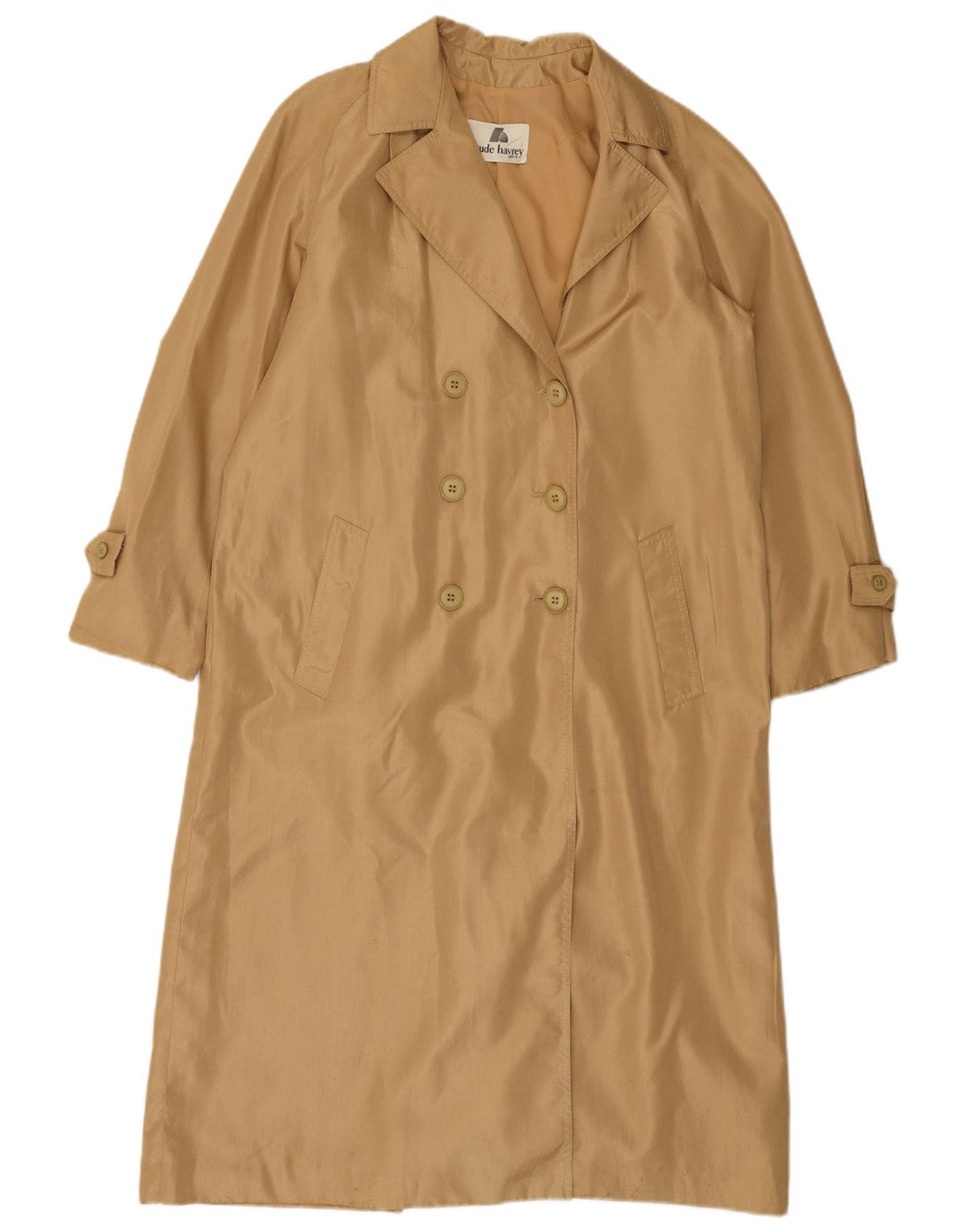 Claude Havrey Gabardina de doble botonadura para mujer UK 44 Beige medio