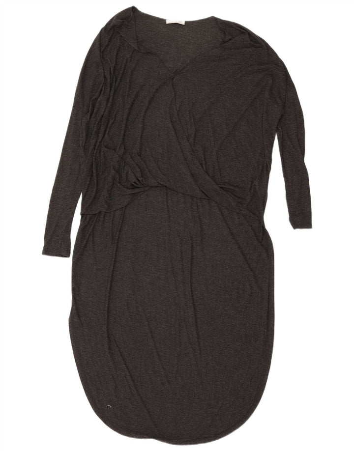 Zara Mujer Vestido Jersey Extragrande UK 10 Small Viscosa Gris