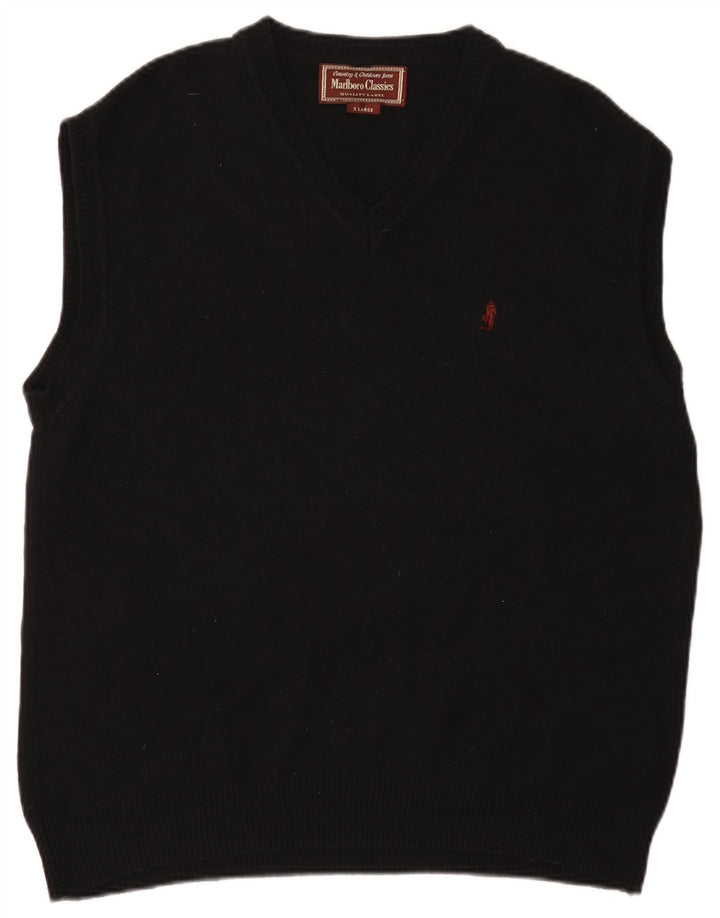 Marlboro Classics Jersey con cuello en V para hombre XL Lana negra