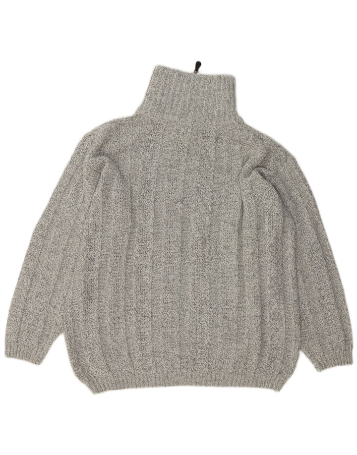 VINTAGE Jersey de cuello con cremallera para hombre XL Lana gris