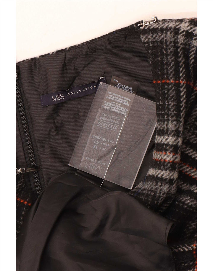 Marks & Spencer Vestido recto sin mangas para mujer UK 42 Mdium Black Plaid
