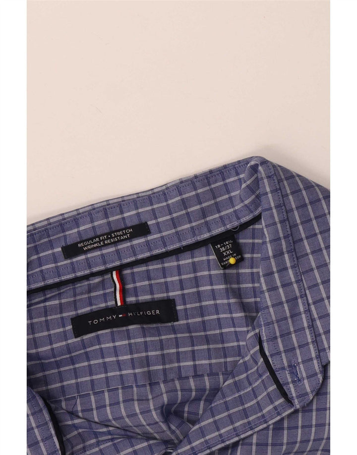 Tommy Hilfiger Camisa Regular Fit para Hombre 2XL Algodón A Cuadros Azul