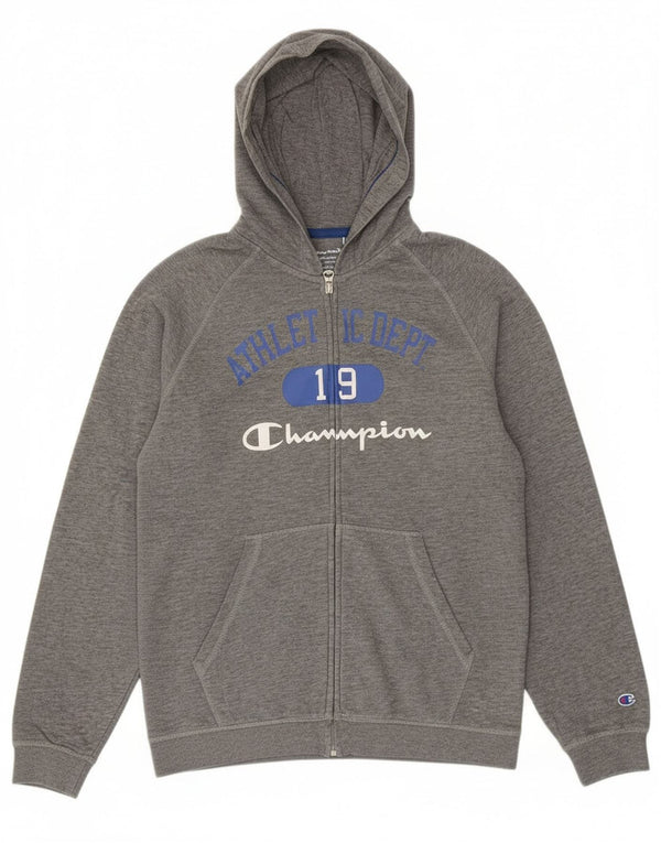 Champion Sudadera con capucha y cremallera gráfica para niños 13-14 años XL Algodón gris