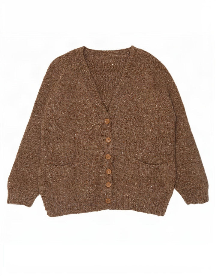 Vintage mujer Cardigan suéter Reino Unido 12 marrón medio moteado