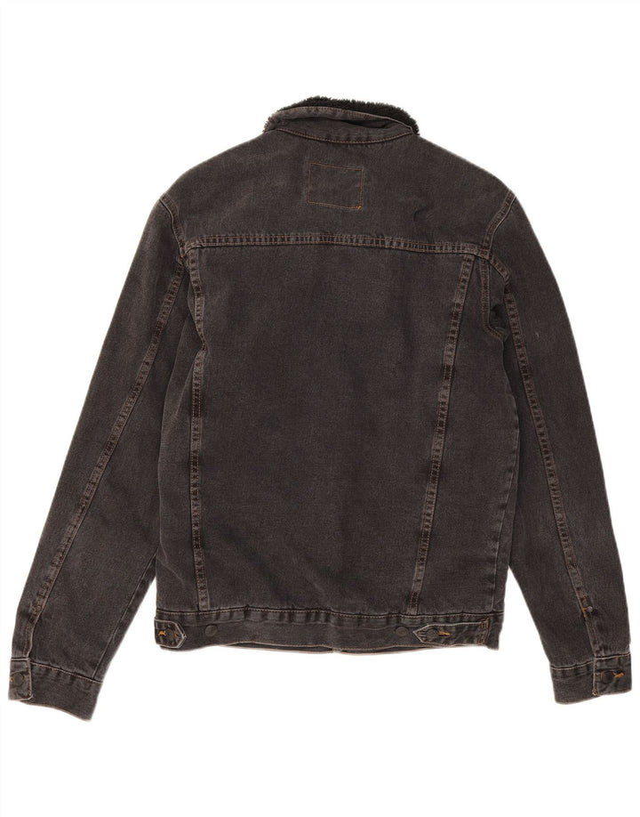Zara Hombre Chaqueta Vaquera Sherpa UK 38 Gris Medio