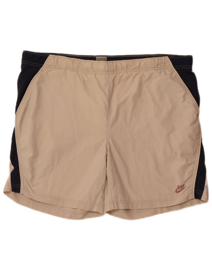 Nike Pantalones cortos deportivos gráficos para hombre UK 34/36 Large Beige Colorblock Poliéster