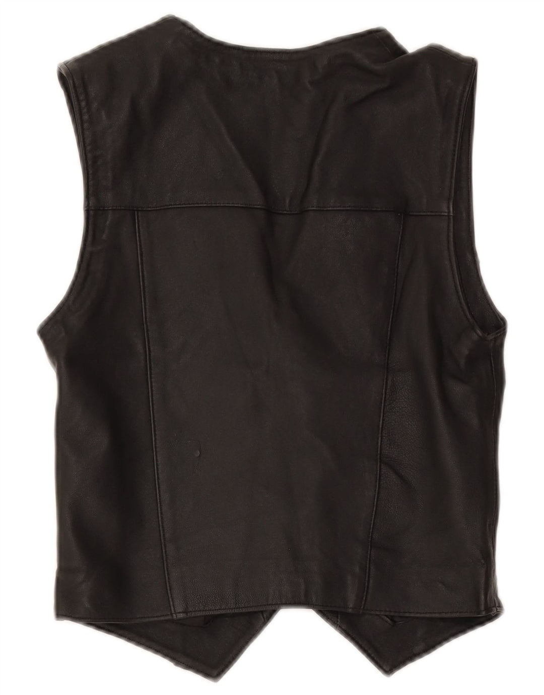 Vintage mujer cuero chaleco Reino Unido 12 medio negro