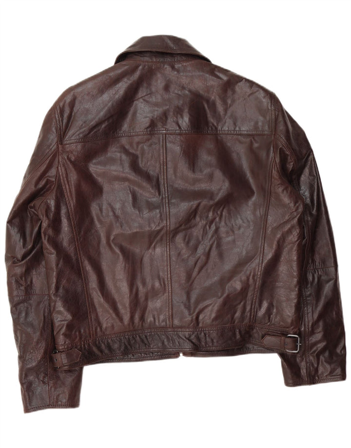 Vintage hombres bombardero chaqueta de cuero IT 54 2XL cuero marrón