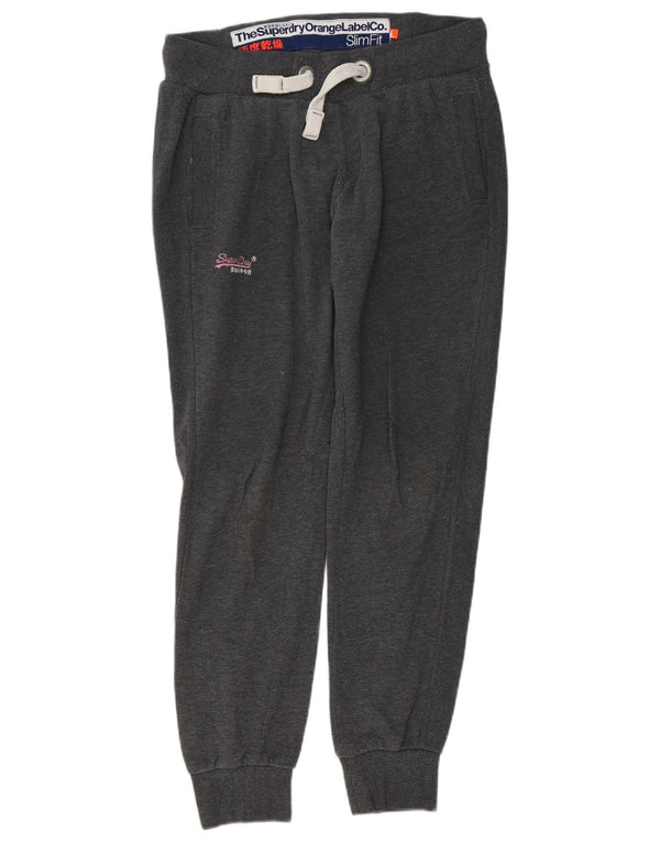 Superdry Mujer Slim Fit Chándal Pantalones Joggers UK 44 Grande Gris Algodón