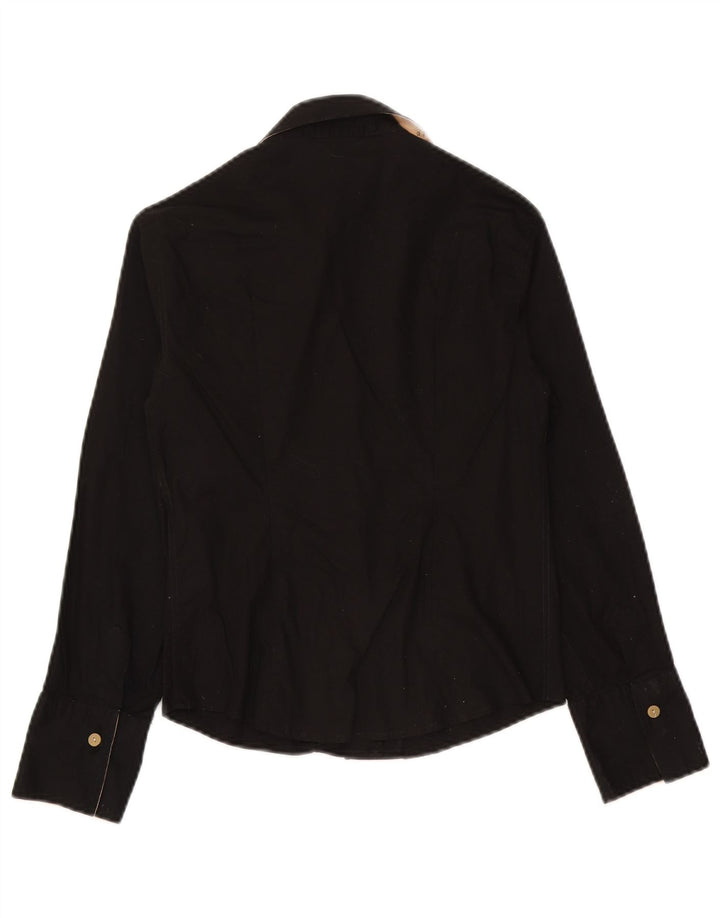 ALVIERO MARTINI Camisa de Mujer UK 12 Mediana Algodón Negro