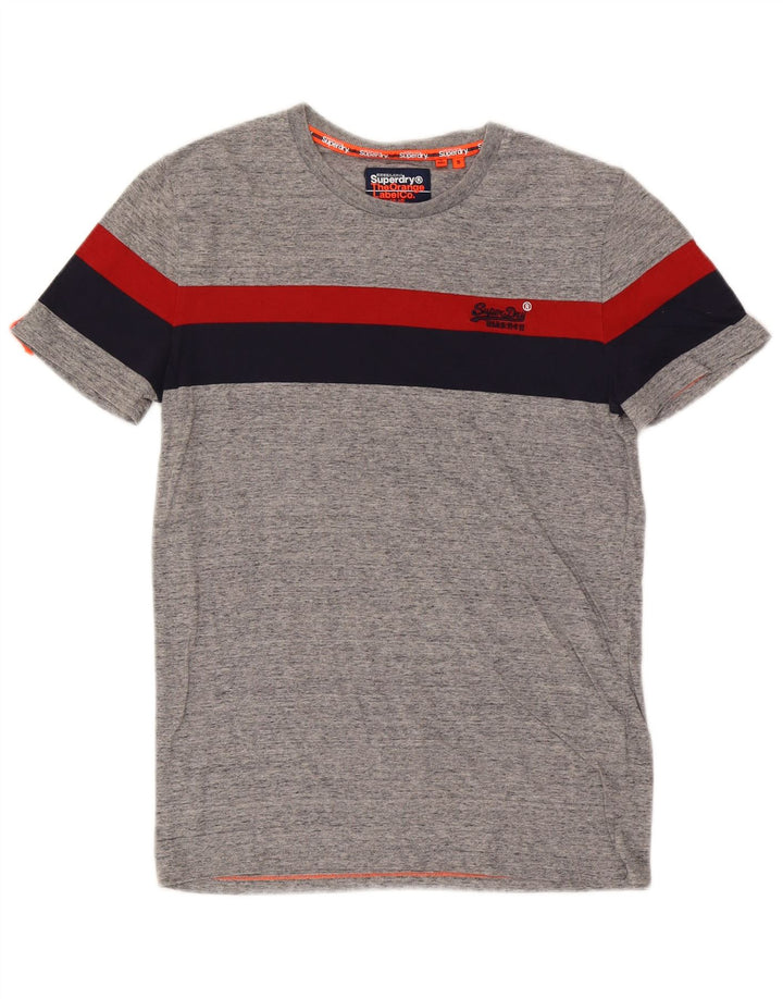 Superdry Camiseta para hombre Top Small de algodón con bloques de color gris