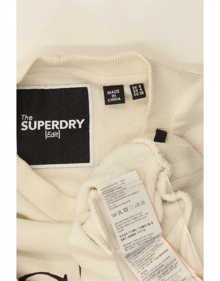 Superdry Mujer Oversize Crop Sudadera Jumper UK 8 Small Off White