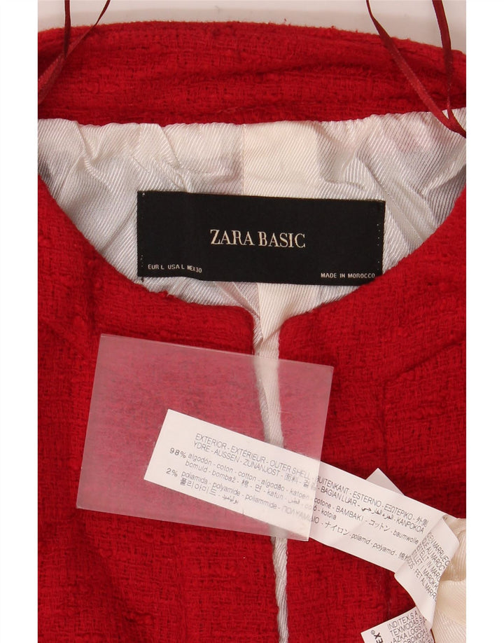 Zara Chaqueta Blazer para Mujer Reino Unido 46 Grande Algodón Rojo