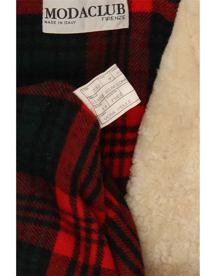 VINTAGE Chaqueta holgada para hombre IT 46 Cuero color block marrón pequeño