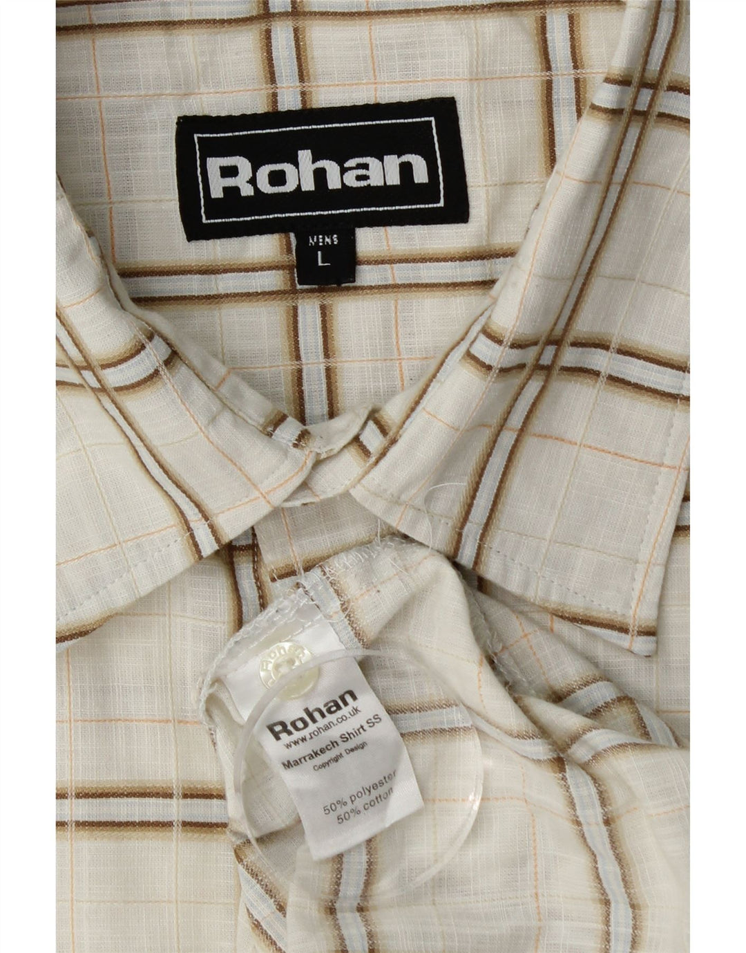 Rohan Camisa De Manga Corta Para Hombre Poliéster A Cuadros Blanco Roto Grande