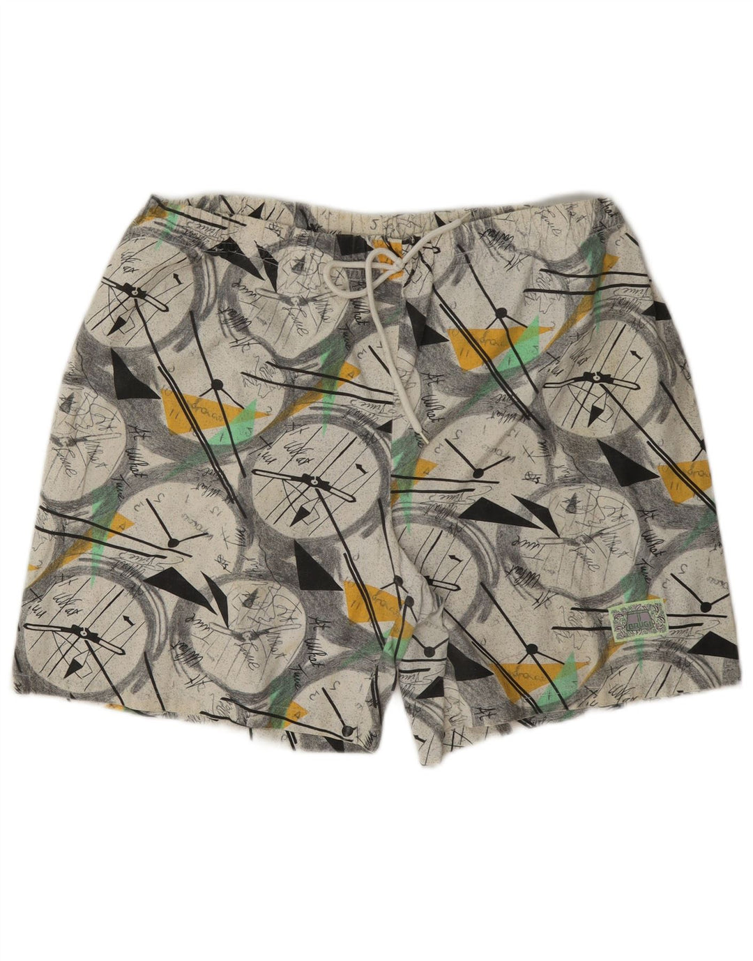 Pantalones cortos deportivos vintage para hombre grandes geométricos multicolores