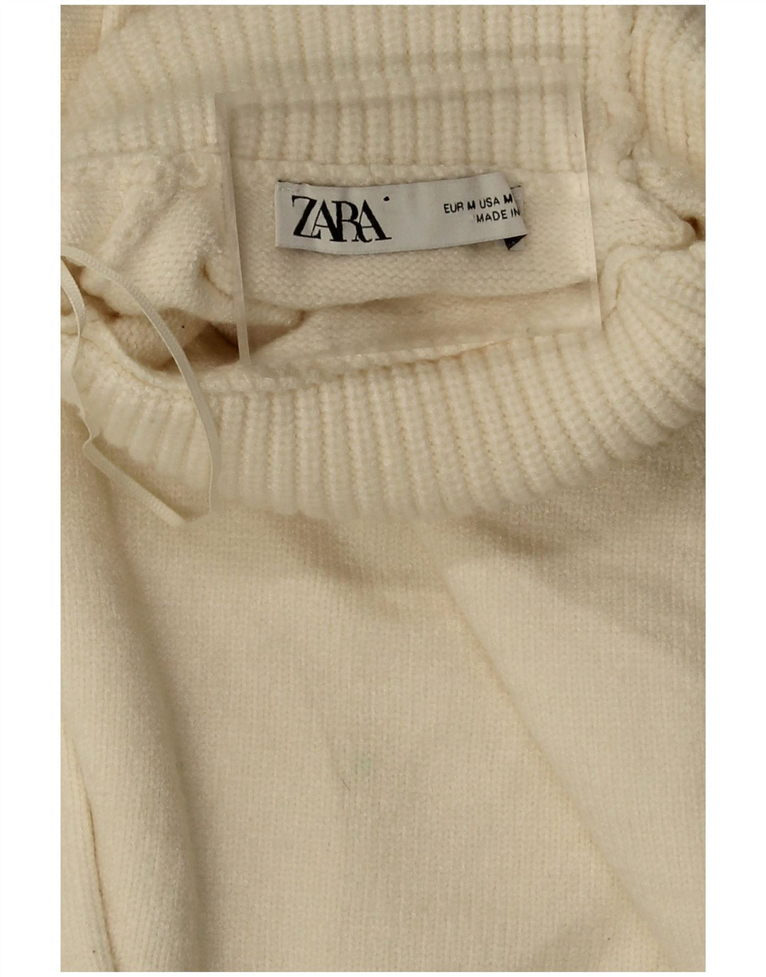 Zara Mujer Crop Oversize Roll Neck Jumper Sweater UK 14 Medium Off White