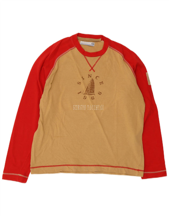 SERGIO TACCHINI Mens Milano Graphic Top Manga Larga Grande Beige